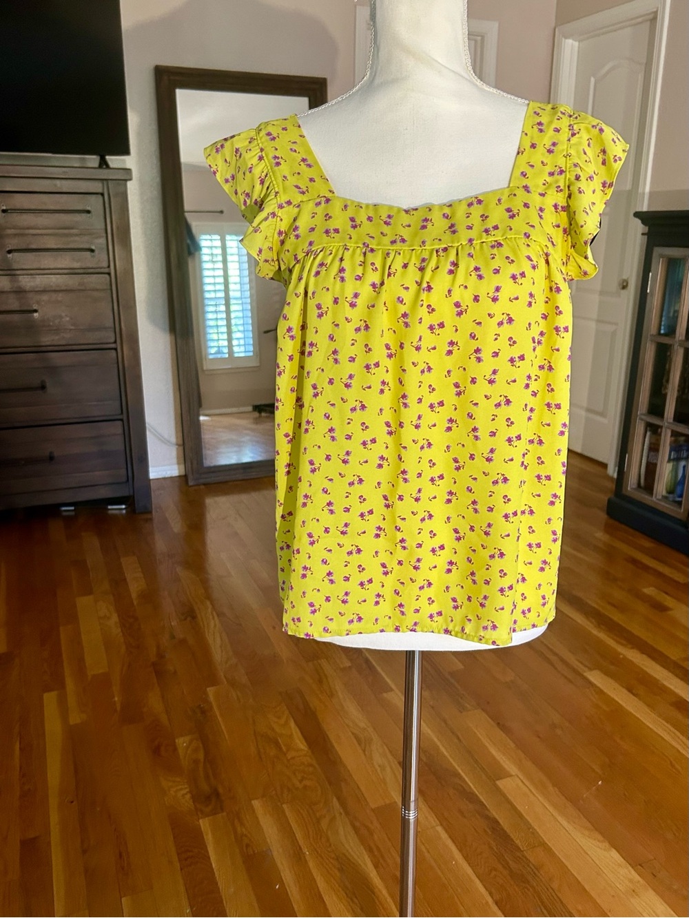 Pleione Yellow Floral Boho Top in Women’s XS